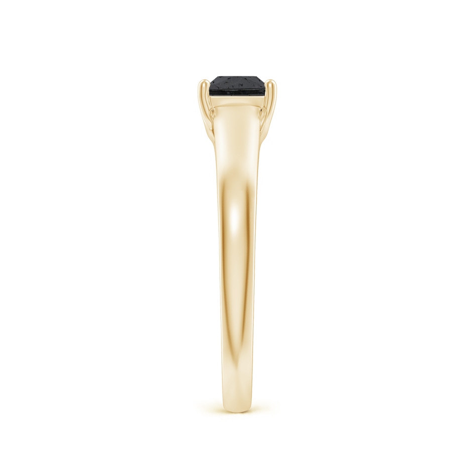 4.4mm A Princess-Cut Black Diamond Solitaire Engagement Ring in Yellow Gold side-2