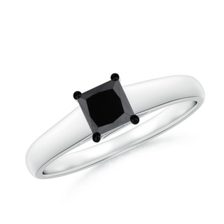4.4mm AA Princess-Cut Black Diamond Solitaire Engagement Ring in P950 Platinum