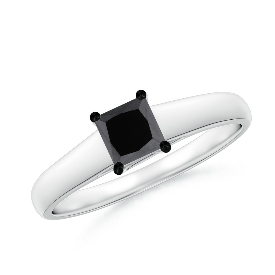 4.4mm AA Princess-Cut Black Diamond Solitaire Engagement Ring in P950 Platinum 