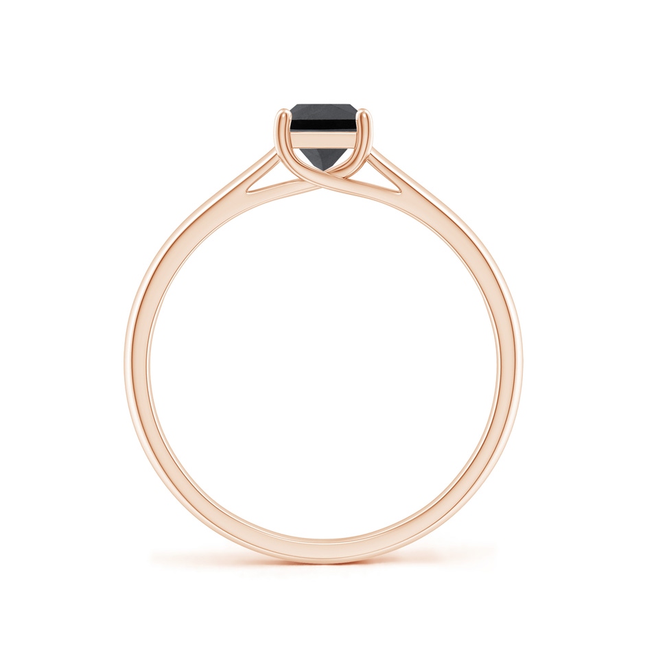 4.4mm AA Princess-Cut Black Diamond Solitaire Engagement Ring in Rose Gold side-1