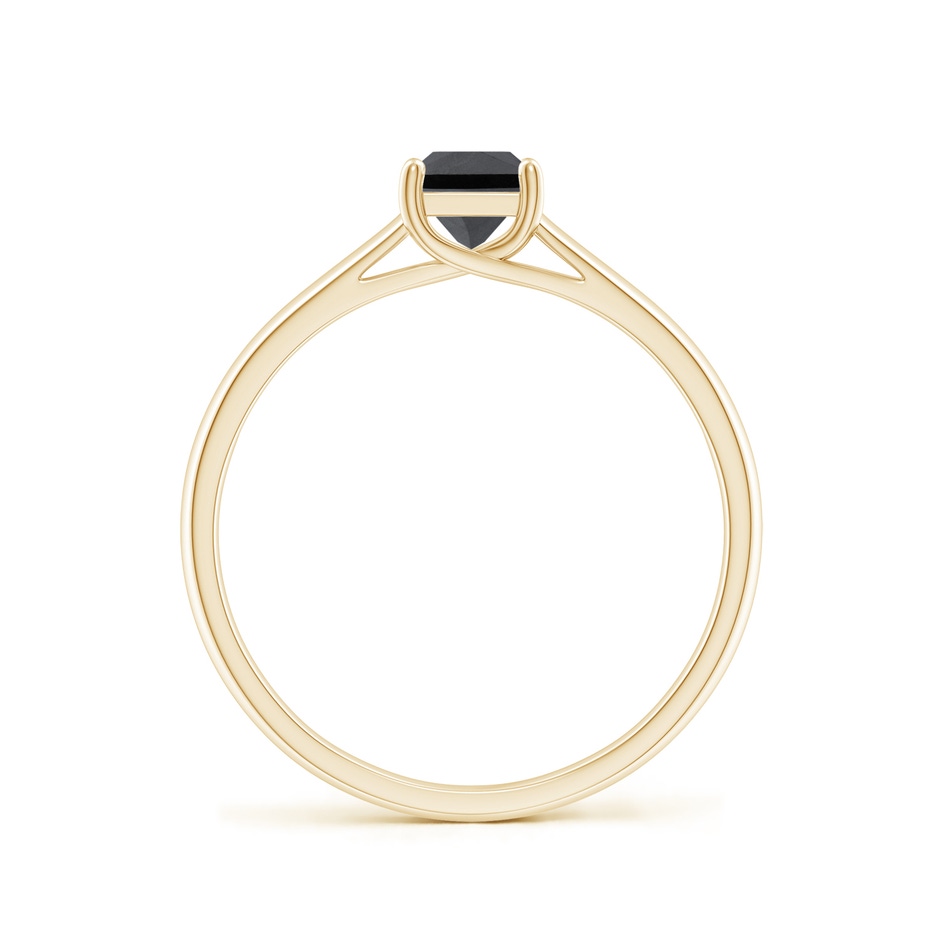 4.4mm AA Princess-Cut Black Diamond Solitaire Engagement Ring in Yellow Gold side-1
