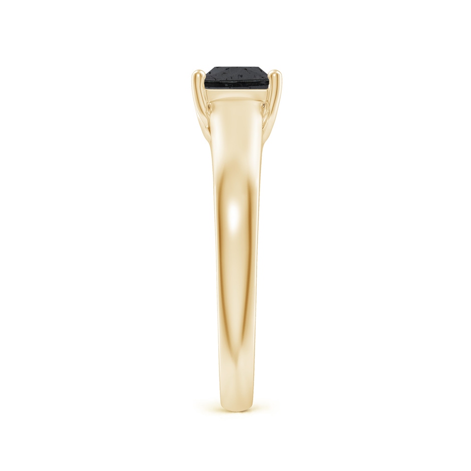 4.9mm A Princess-Cut Black Diamond Solitaire Engagement Ring in Yellow Gold side-2