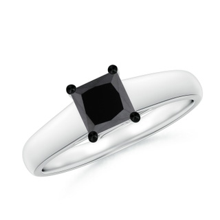 4.9mm AA Princess-Cut Black Diamond Solitaire Engagement Ring in P950 Platinum