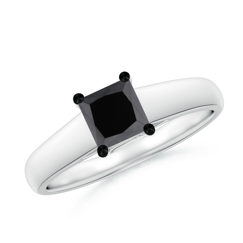 4.9mm AA Princess-Cut Black Diamond Solitaire Engagement Ring in P950 Platinum 