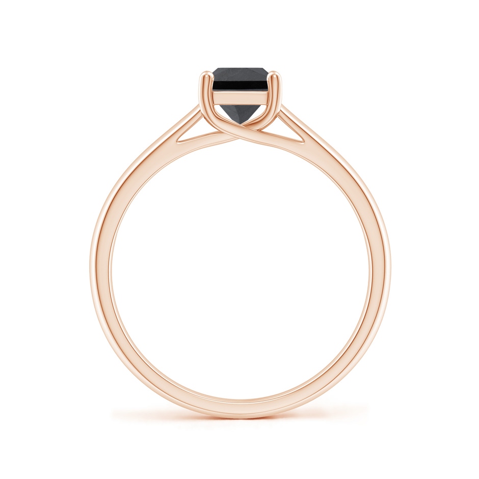 4.9mm AA Princess-Cut Black Diamond Solitaire Engagement Ring in Rose Gold side-1