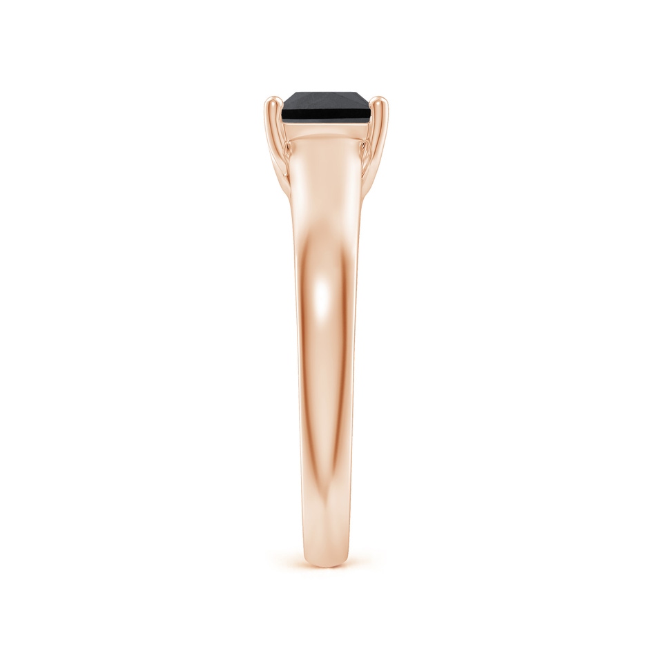 4.9mm AA Princess-Cut Black Diamond Solitaire Engagement Ring in Rose Gold side-2