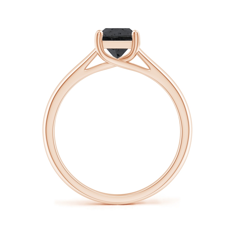 5.5mm A Princess-Cut Black Diamond Solitaire Engagement Ring in Rose Gold side-1