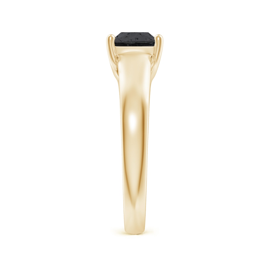 5.5mm A Princess-Cut Black Diamond Solitaire Engagement Ring in Yellow Gold side-2
