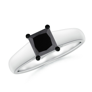 5.5mm AA Princess-Cut Black Diamond Solitaire Engagement Ring in P950 Platinum