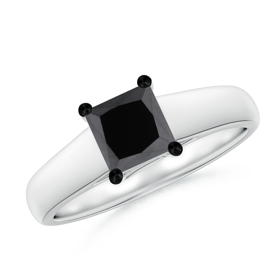 5.5mm AA Princess-Cut Black Diamond Solitaire Engagement Ring in P950 Platinum 