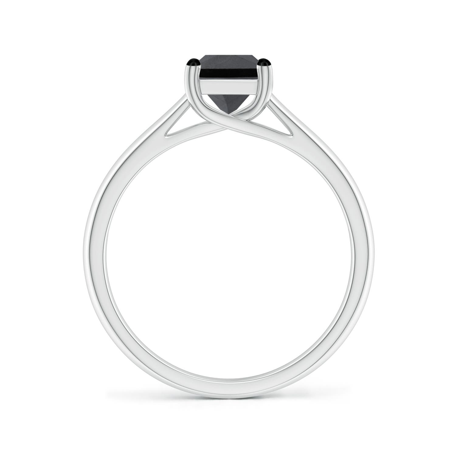 5.5mm AA Princess-Cut Black Diamond Solitaire Engagement Ring in White Gold - side 2