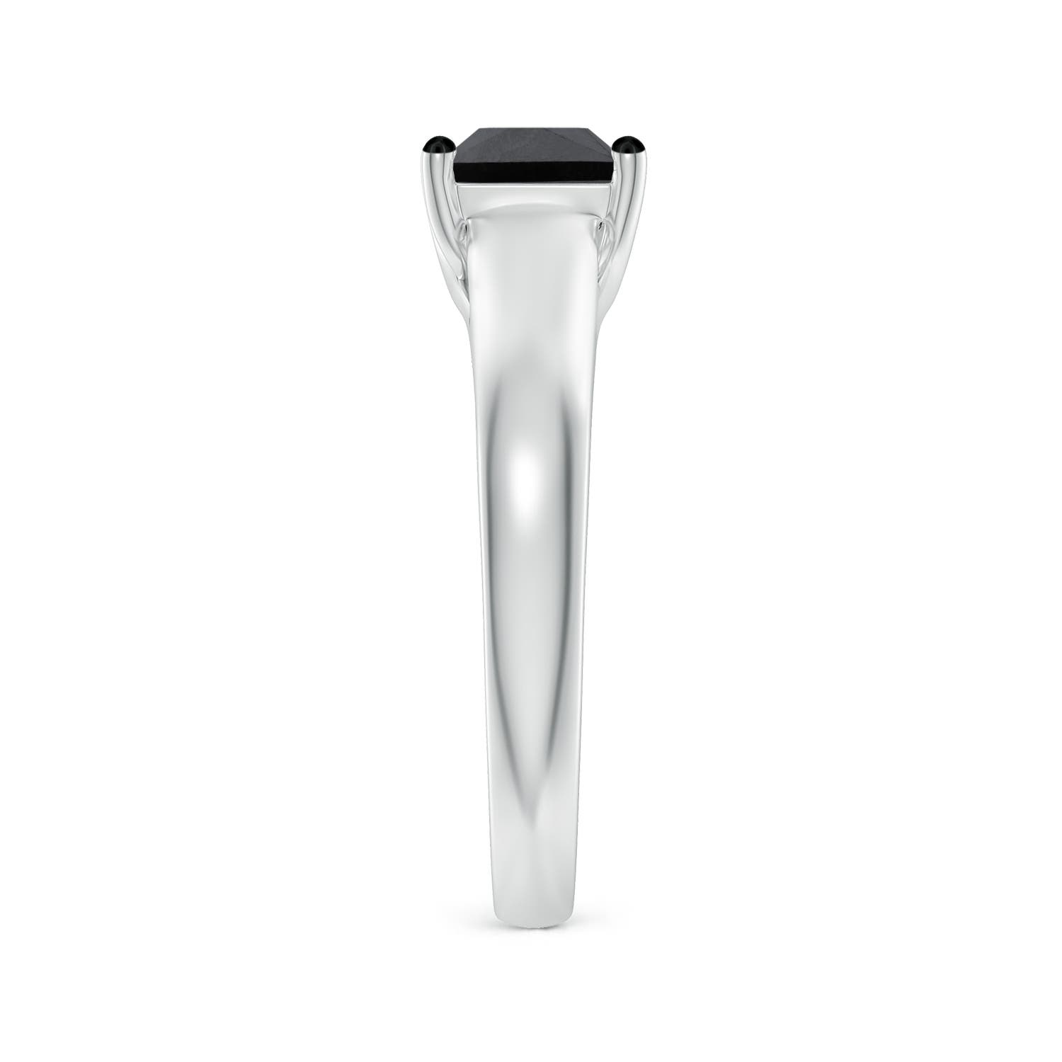 5.5mm AA Princess-Cut Black Diamond Solitaire Engagement Ring in White Gold - side 3