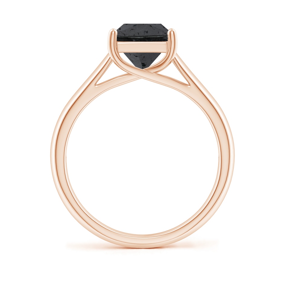 7mm A Princess-Cut Black Diamond Solitaire Engagement Ring in Rose Gold side-1