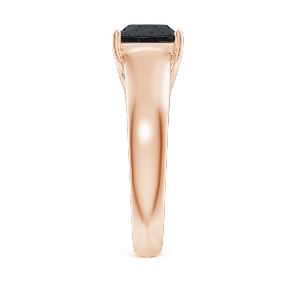 7mm A Princess-Cut Black Diamond Solitaire Engagement Ring in Rose Gold side-2