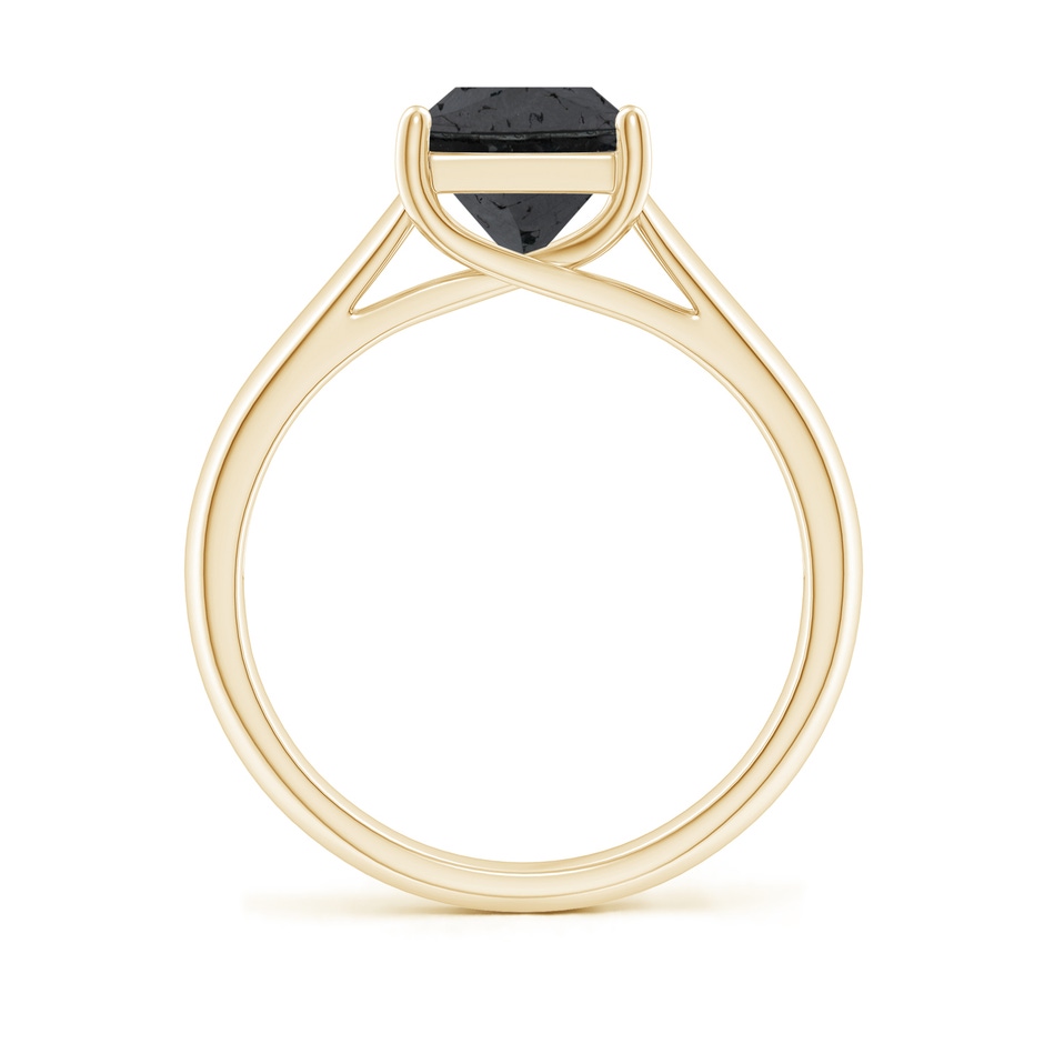 7mm A Princess-Cut Black Diamond Solitaire Engagement Ring in Yellow Gold side-1