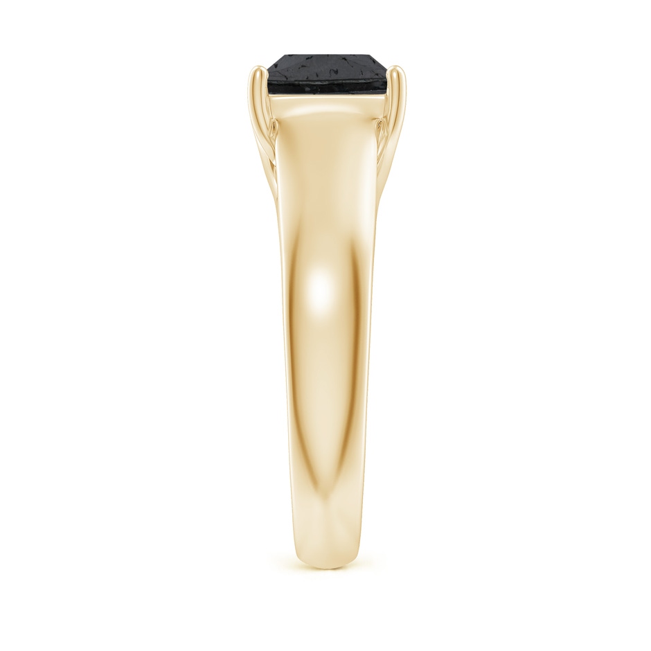 7mm A Princess-Cut Black Diamond Solitaire Engagement Ring in Yellow Gold side-2