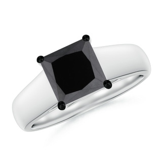 7mm AA Princess-Cut Black Diamond Solitaire Engagement Ring in P950 Platinum