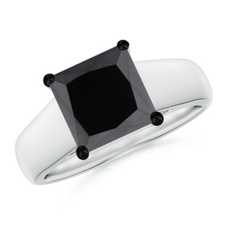 8mm AA Princess-Cut Black Diamond Solitaire Engagement Ring in P950 Platinum