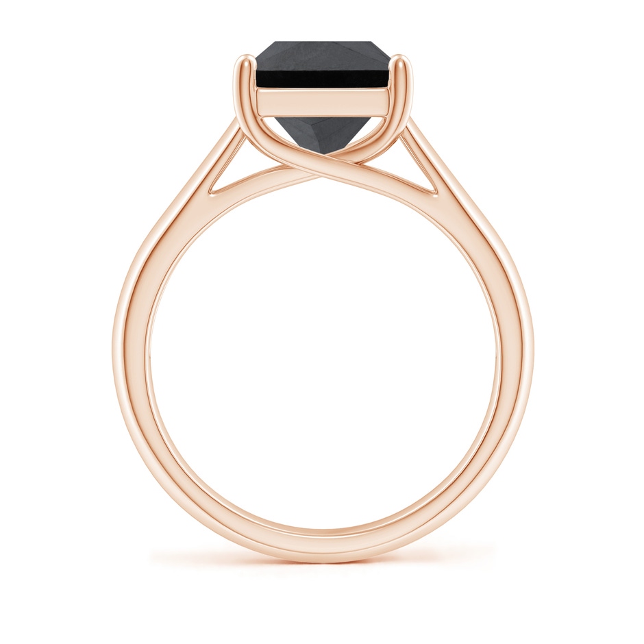 8mm AA Princess-Cut Black Diamond Solitaire Engagement Ring in Rose Gold side-1