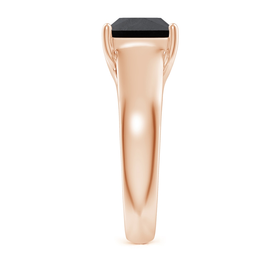 8mm AA Princess-Cut Black Diamond Solitaire Engagement Ring in Rose Gold side-2