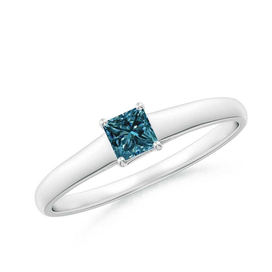 3.5mm AA Princess-Cut Blue Diamond Solitaire Engagement Ring in White Gold 
