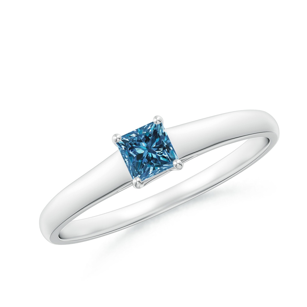3.5mm AAA Princess-Cut Blue Diamond Solitaire Engagement Ring in P950 Platinum