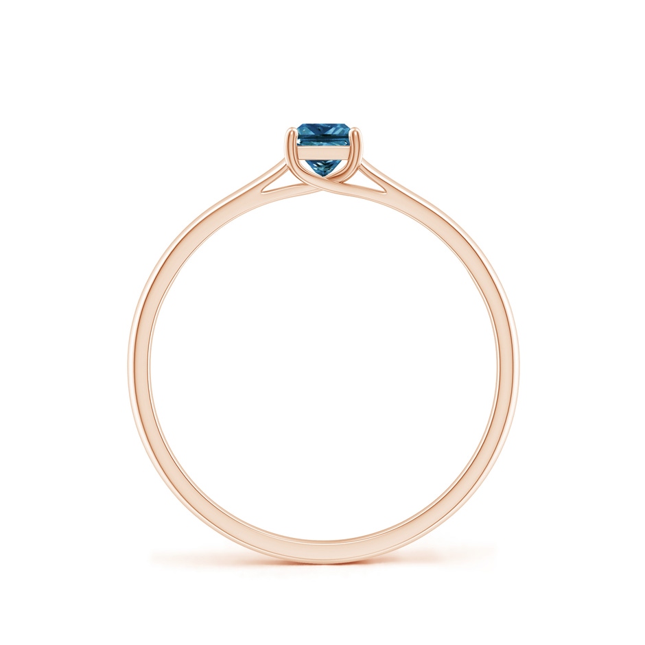3.5mm AAA Princess-Cut Blue Diamond Solitaire Engagement Ring in Rose Gold side-1