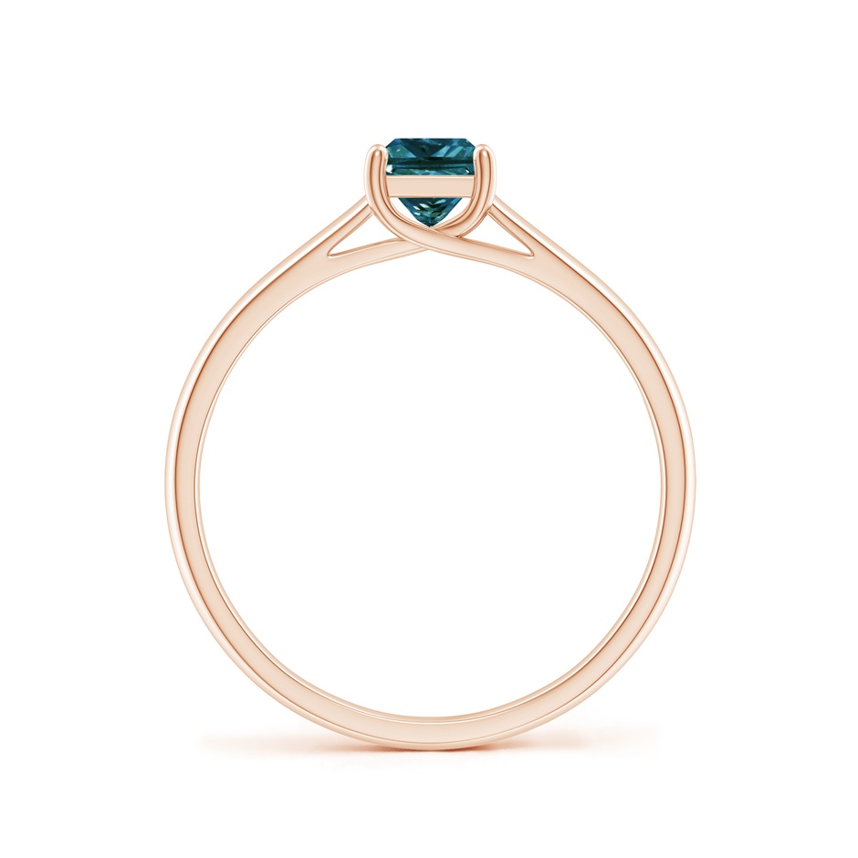 4.4mm AA Princess-Cut Blue Diamond Solitaire Engagement Ring in Rose Gold side-1