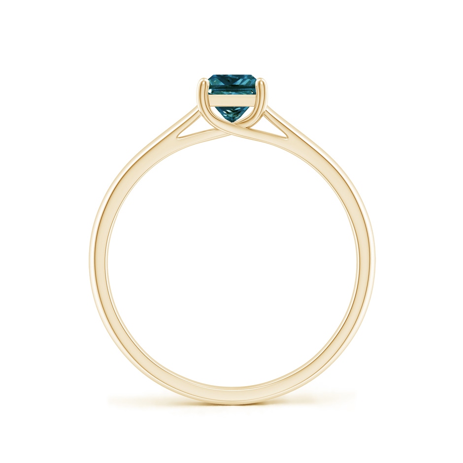 4.4mm AA Princess-Cut Blue Diamond Solitaire Engagement Ring in Yellow Gold side-1