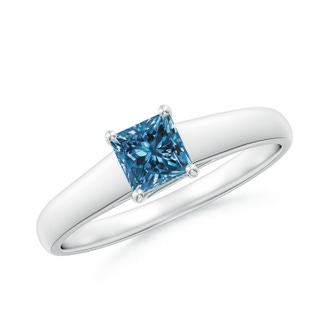 4.4mm AAA Princess-Cut Blue Diamond Solitaire Engagement Ring in P950 Platinum
