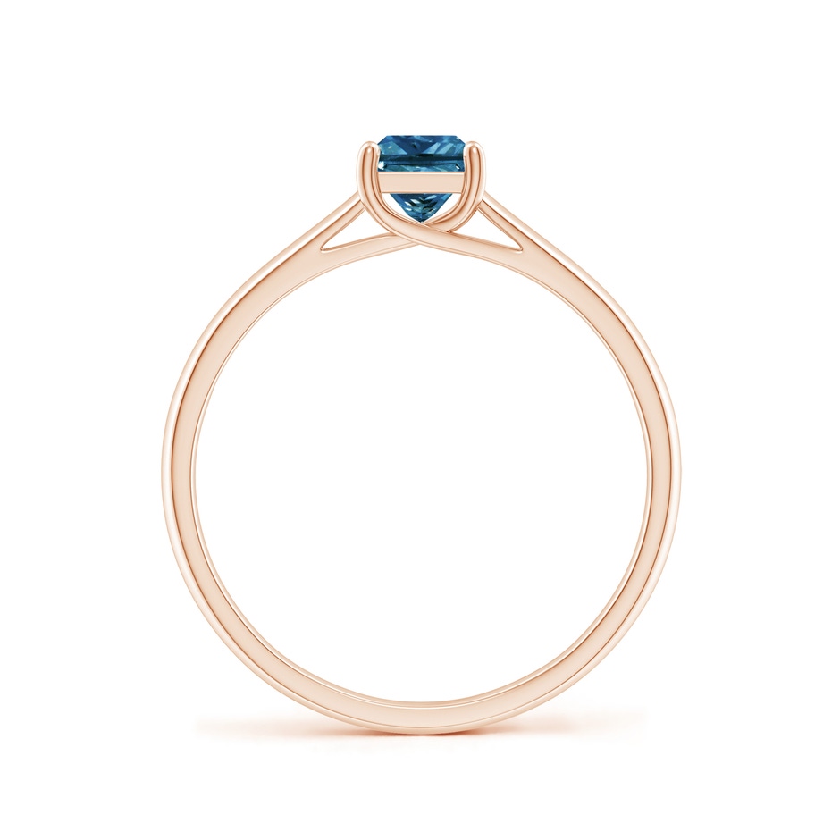 4.4mm AAA Princess-Cut Blue Diamond Solitaire Engagement Ring in Rose Gold side-1