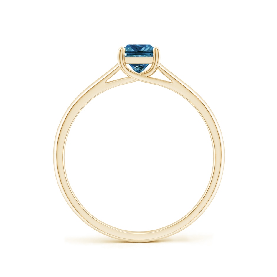 4.4mm AAA Princess-Cut Blue Diamond Solitaire Engagement Ring in Yellow Gold side-1