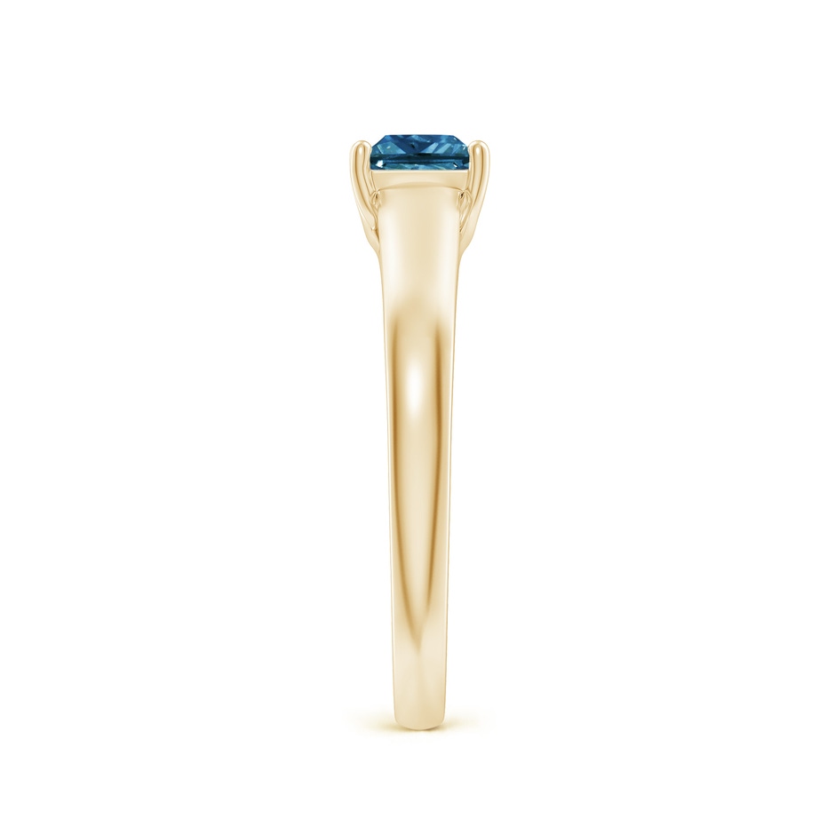 4.4mm AAA Princess-Cut Blue Diamond Solitaire Engagement Ring in Yellow Gold side-2