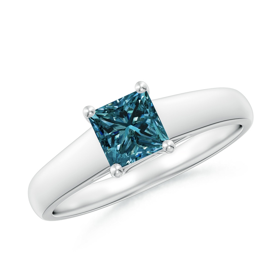 4.9mm AA Princess-Cut Blue Diamond Solitaire Engagement Ring in P950 Platinum 