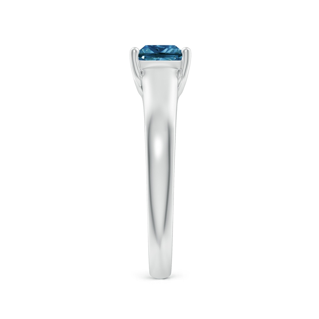 4.9mm AAA Princess-Cut Blue Diamond Solitaire Engagement Ring in White Gold Side-2