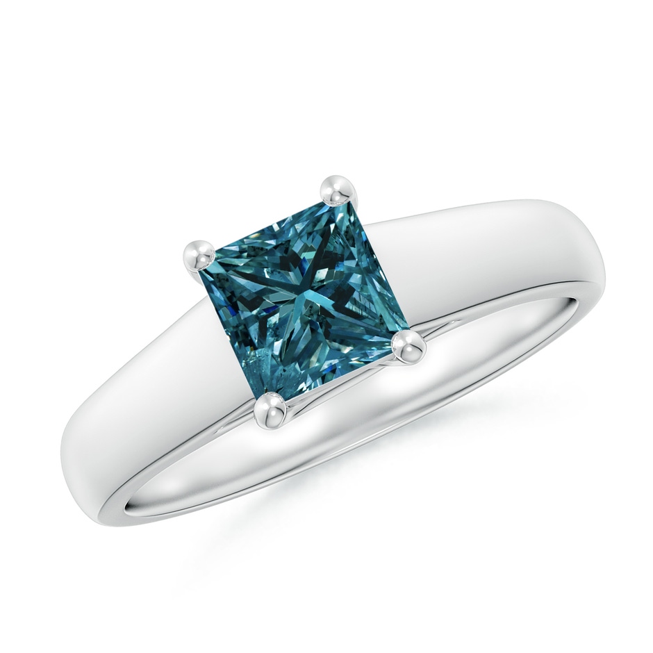5.5mm AA Princess-Cut Blue Diamond Solitaire Engagement Ring in White Gold 