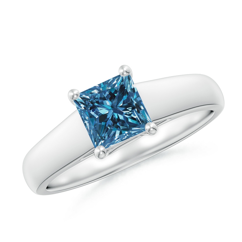 5.5mm AAA Princess-Cut Blue Diamond Solitaire Engagement Ring in P950 Platinum 