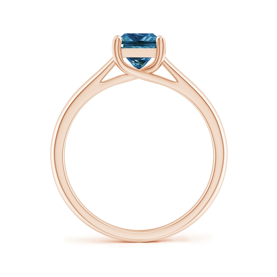 5.5mm AAA Princess-Cut Blue Diamond Solitaire Engagement Ring in Rose Gold side-1
