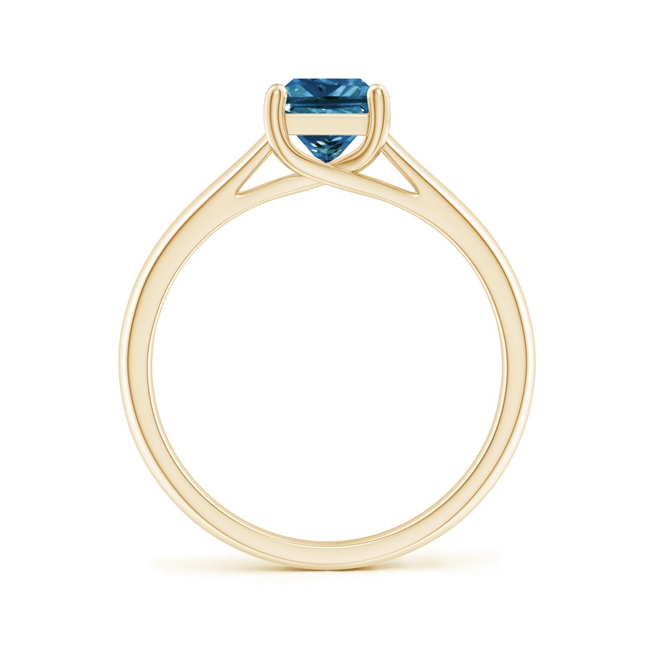 5.5mm AAA Princess-Cut Blue Diamond Solitaire Engagement Ring in Yellow Gold side-1