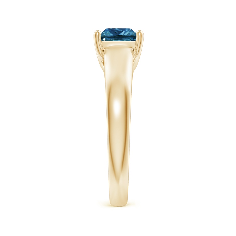 5.5mm AAA Princess-Cut Blue Diamond Solitaire Engagement Ring in Yellow Gold side-2