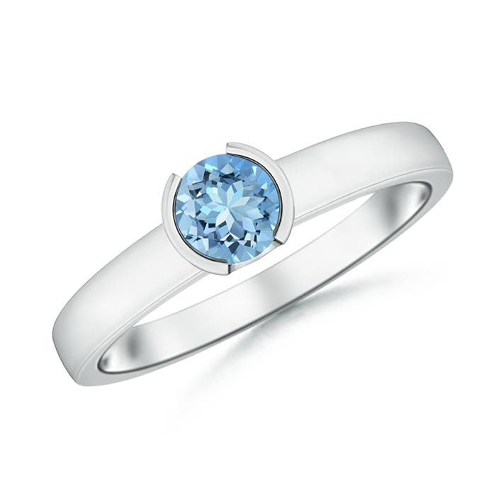 AAAA - Aquamarine / 0.4 CT / 14 KT White Gold