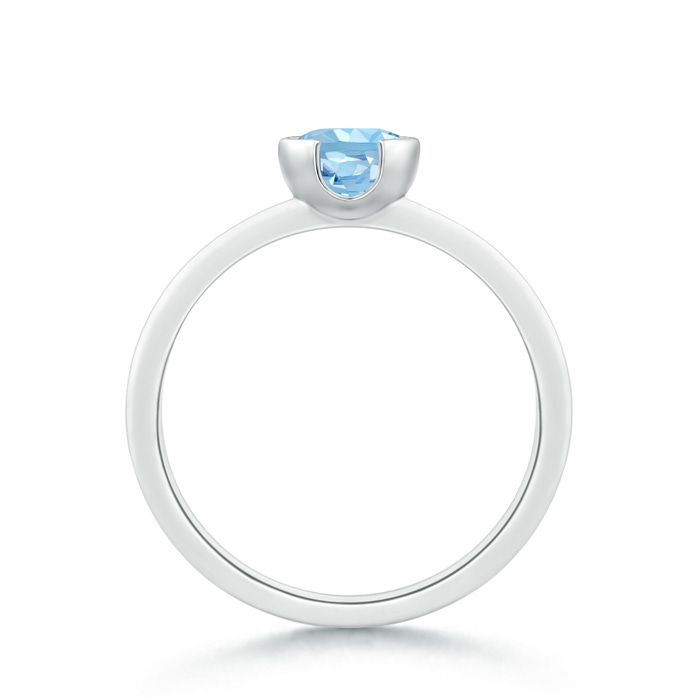 6mm AAAA Semi Bezel-Set Aquamarine Solitaire Engagement Ring in White Gold Product Image