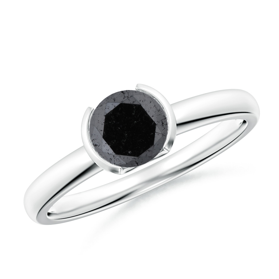 5.8mm A Semi Bezel-Set Black Diamond Engagement Ring in White Gold 
