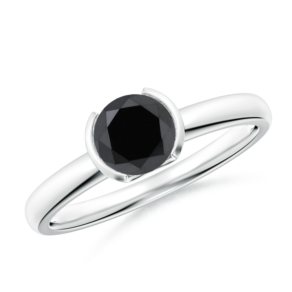 5.8mm AA Semi Bezel-Set Black Diamond Engagement Ring in P950 Platinum 