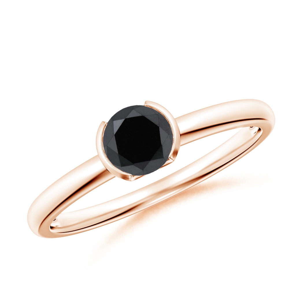 5mm AA Semi Bezel-Set Black Diamond Engagement Ring in Rose Gold