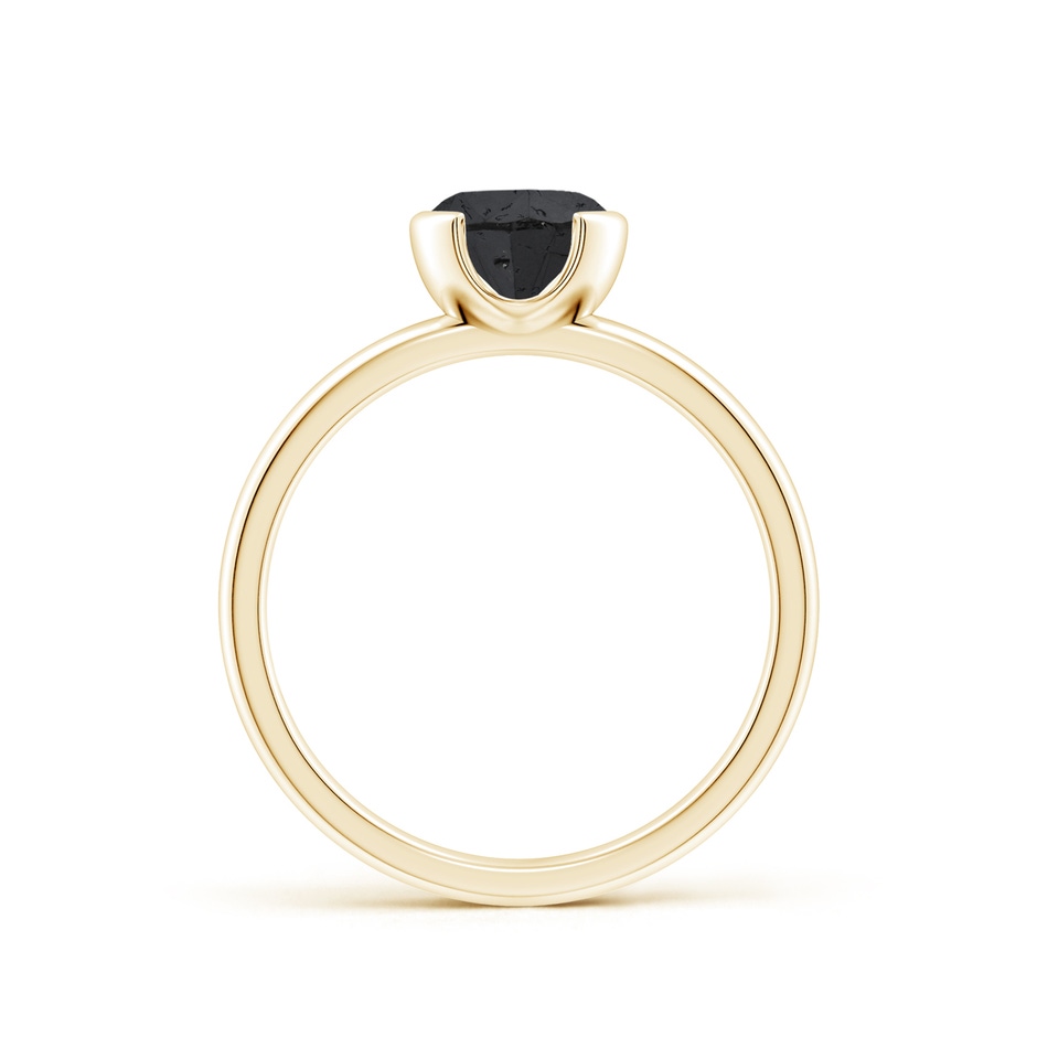 6.4mm A Semi Bezel-Set Black Diamond Engagement Ring in Yellow Gold side-1