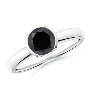 6.4mm AA Semi Bezel-Set Black Diamond Engagement Ring in P950 Platinum