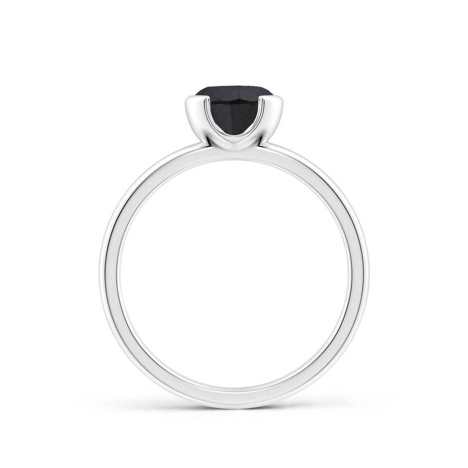 6.4mm AA Semi Bezel-Set Black Diamond Engagement Ring in P950 Platinum side-1