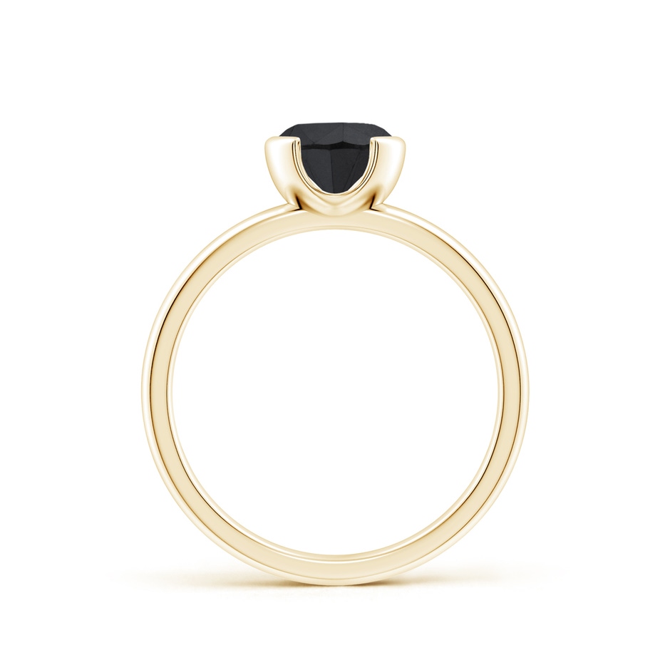 6.4mm AA Semi Bezel-Set Black Diamond Engagement Ring in Yellow Gold side-1