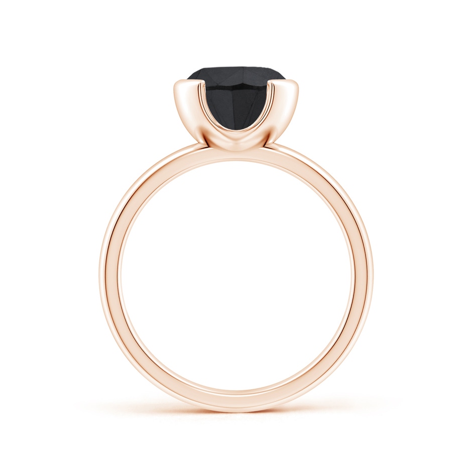 8mm AA Semi Bezel-Set Black Diamond Engagement Ring in Rose Gold side-1
